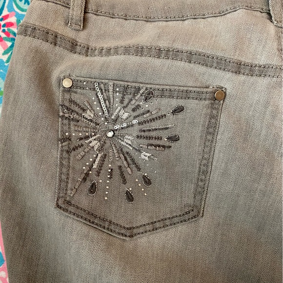 SOLD Christopher & Banks denim jeans gray with fancy back pockets size 14 - Picture 8 of 12
